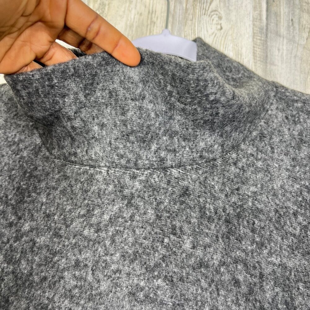 Michael Stars Sherpa Poncho Cape Cowl Neck Pockets Charcoal Gray Oversized Sz S - Picture 6 of 10